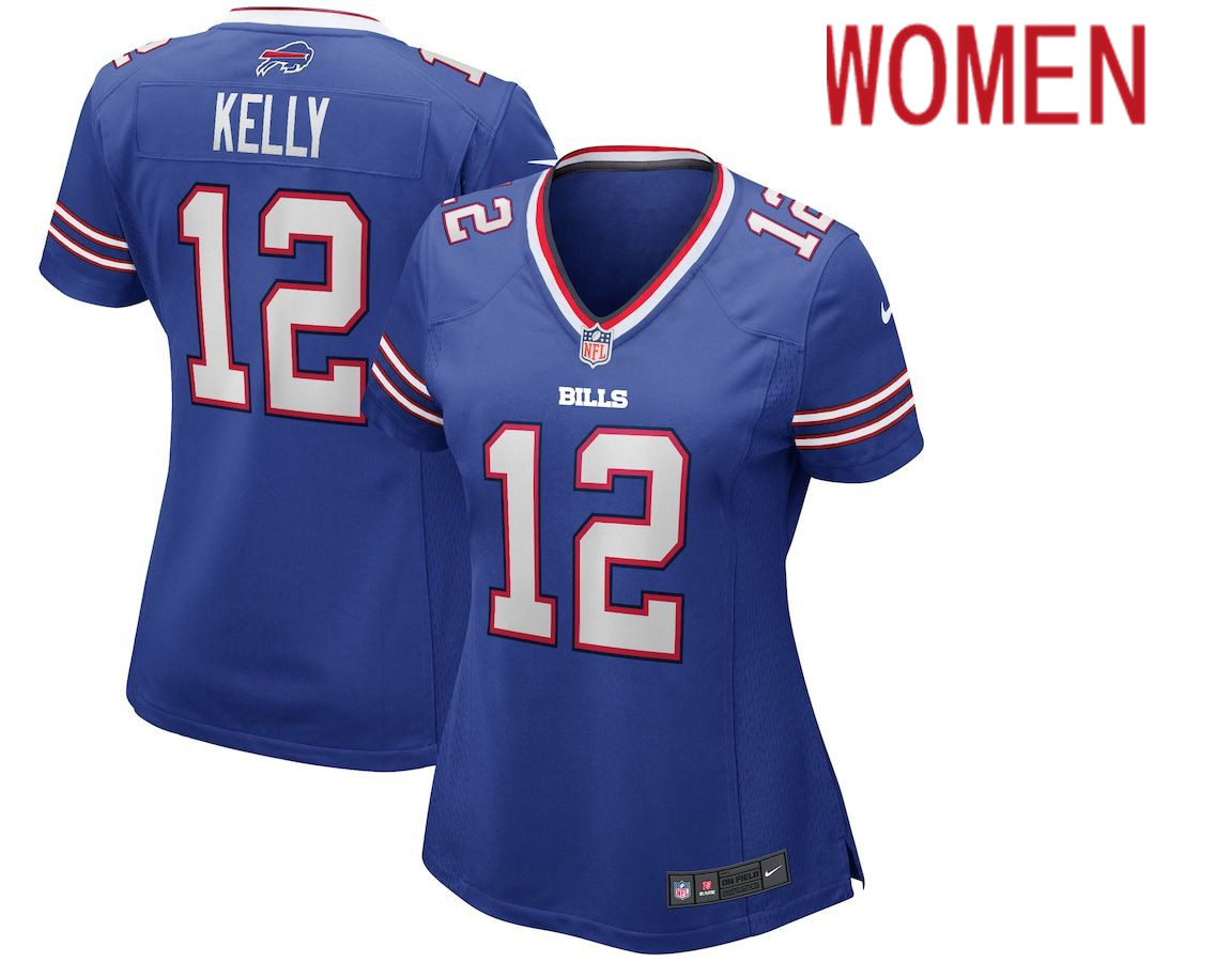 Women Buffalo Bills 12 Jim Kelly Nike Royal Game Retired Player NFL Jersey